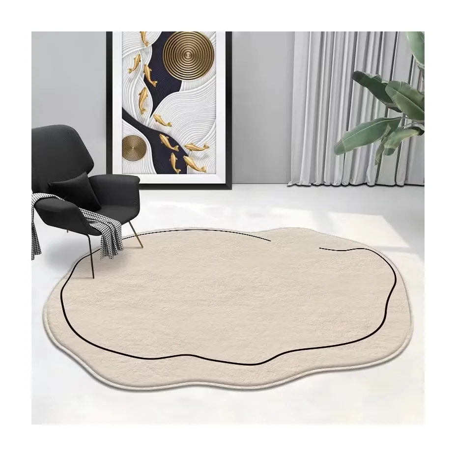 Tapete design irregular minimalista, tapete para sala de estar com série branca premium, preço de fábrica