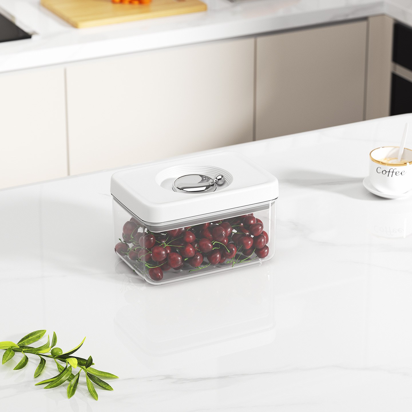 1.25L rectangular refrigerator storage box with lever