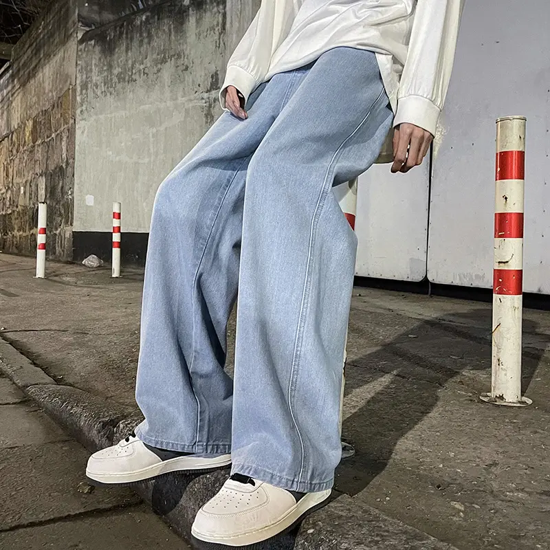 2023 nueva moda coreana suelta clásica recta pantalones holgados calle Hip Hop pantalones 3xl ropa hombres Jeans