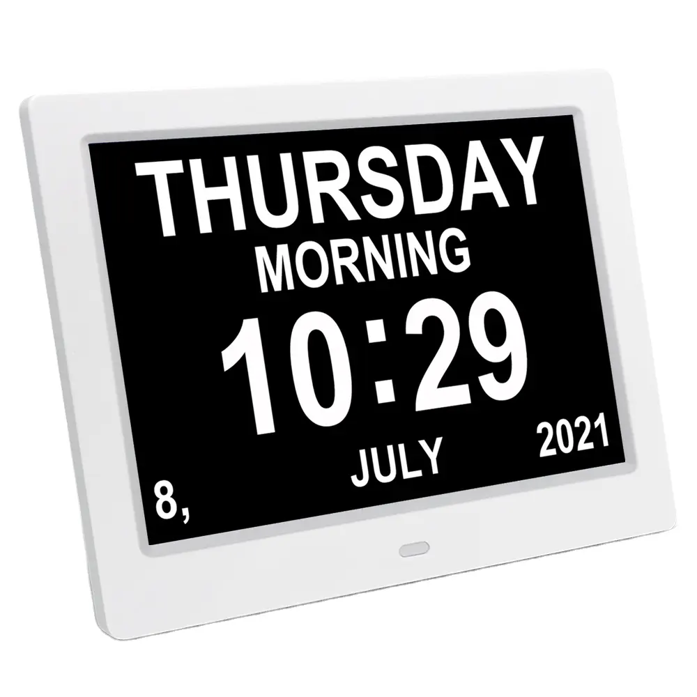 5 दैनिक अलार्म और 3 दवा अनुस्मारक-Hurrah अतिरिक्त-बड़े स्मृति हानि डिजिटल कैलेंडर दिन घड़ी के साथ गैर-Abbreviated दिन