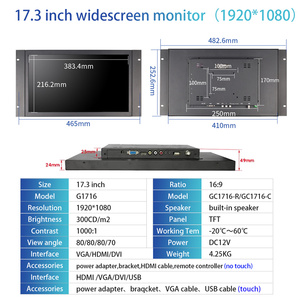 OEM ODM 17,3 18,5 21,5 23,8 pulgadas IPS VESA Panel Marco abierto Industrial PCAP Monitor táctil Pantalla LCD HD-MI VGA DVI - Product Image 5