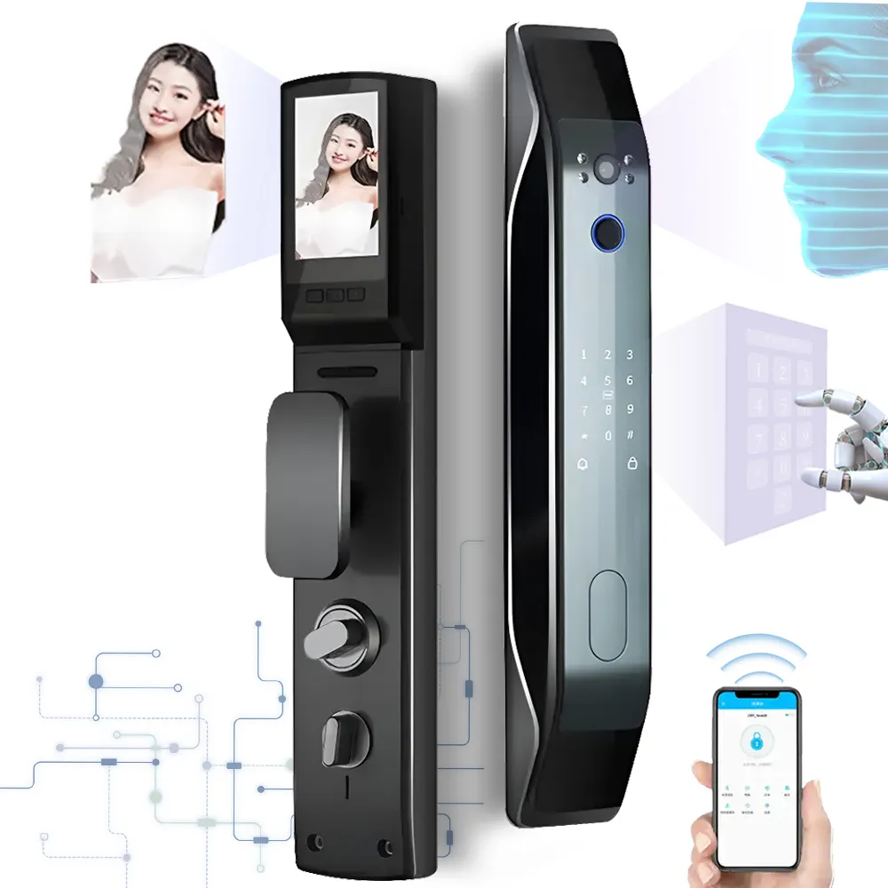 Elock ES256F serrure intelligente aluminum alloy handle 3D Face recognition automatic smart door lock keyless door locks