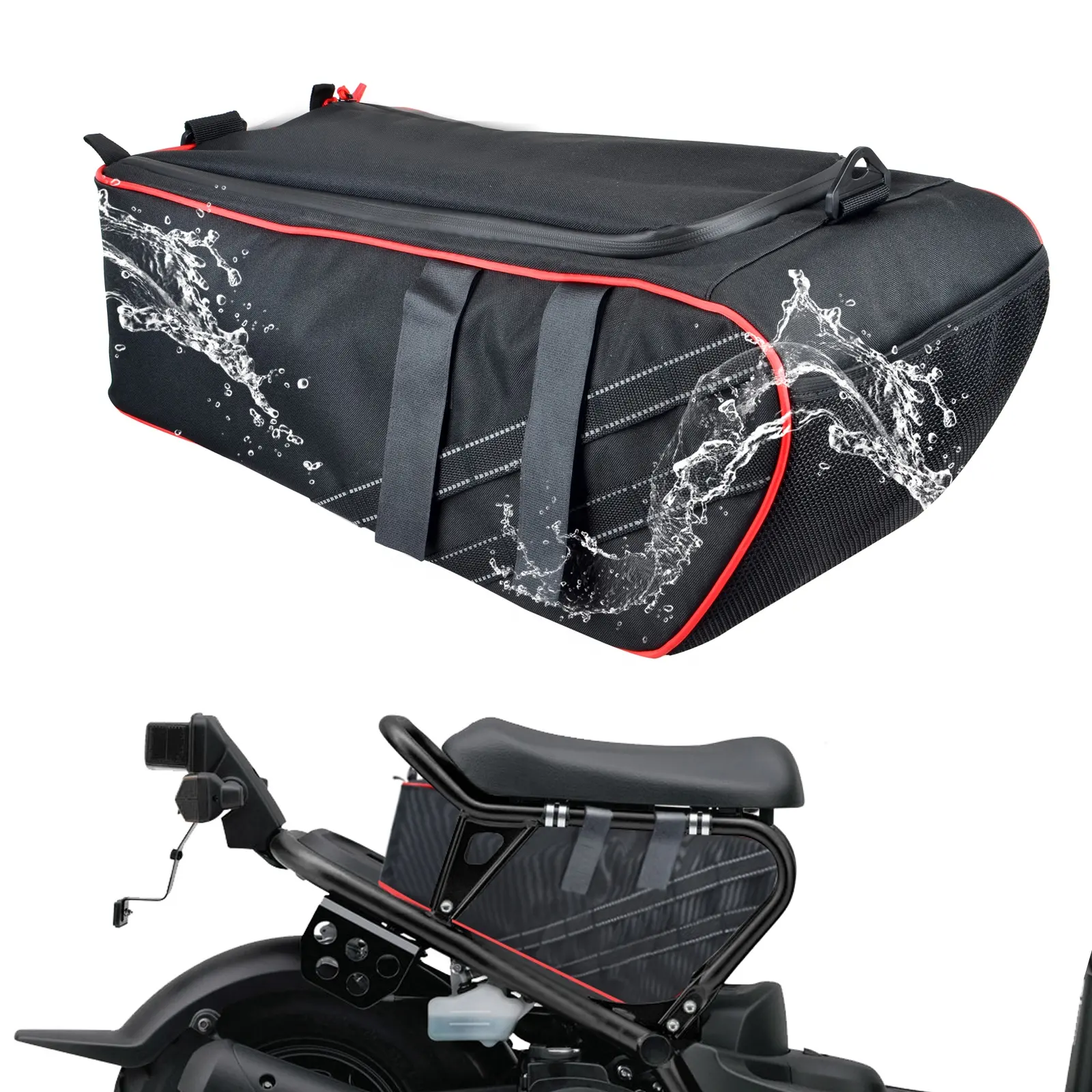 กระเป๋าใต้เบาะมอเตอร์ไซค์สีแดง,กระเป๋าเป้กันน้ำสำหรับ Honda Ruckus Zoomer 2010-2021
