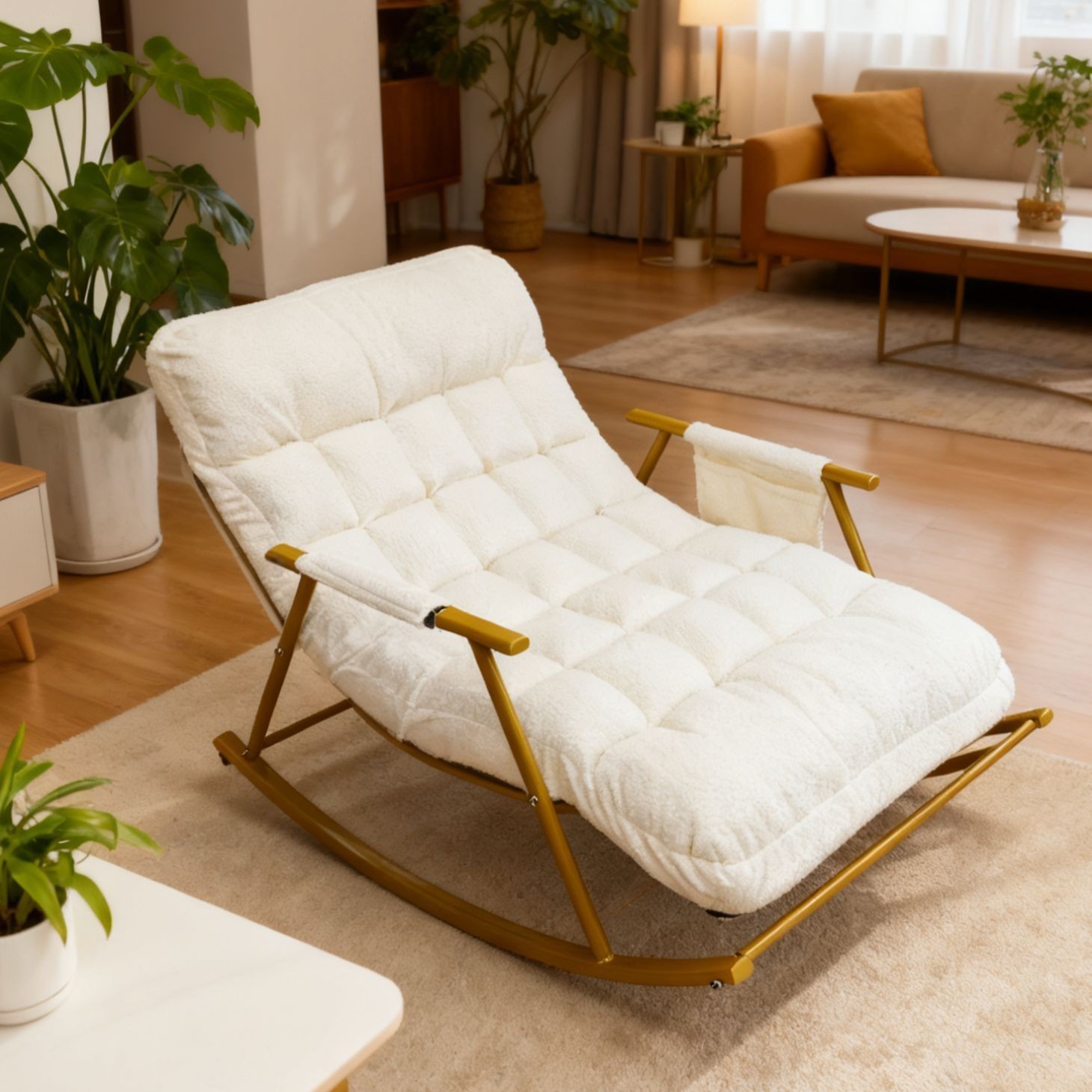 Double-person pedal model-lambswool-off white-gold legs