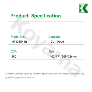 Fabrik preis Versiegelt Wartungsfreie Batterie MF135E41R NX200-10 12 V120AH Nutzfahrzeuge starten Batterie/Autobatterie - Product Image 5