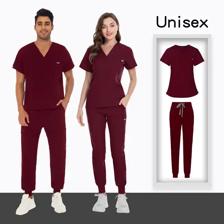 Conjuntos de uniformes de enfermeira personalizados com logotipo de modelo de venda quente, trajes de lavagem de marca própria para mulheres e homens, uniformes de spa médicos respiráveis