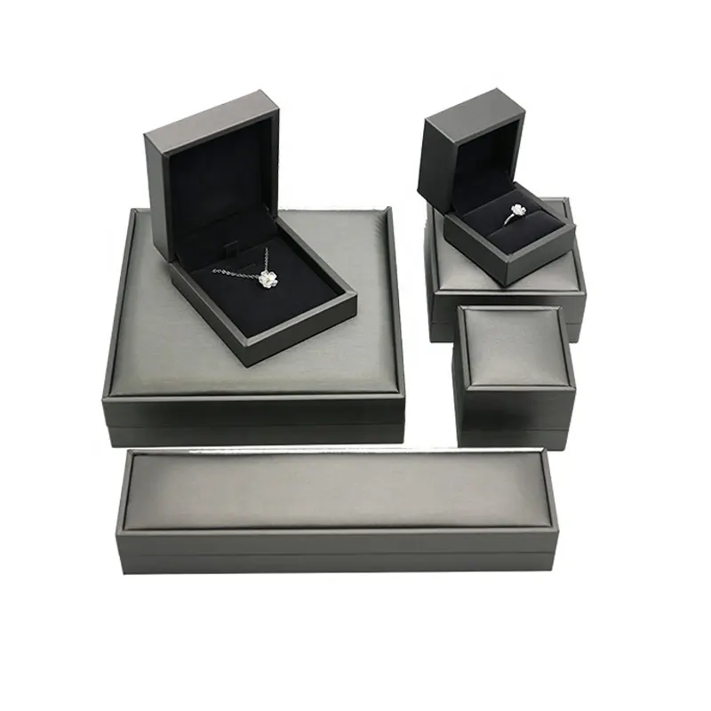Guorui imballaggio dei monili anello di scatole per la vendita a buon mercato di plastica stampo con grigio Blu Oro di Cuoio DELL'UNITÀ di elaborazione collana scatole