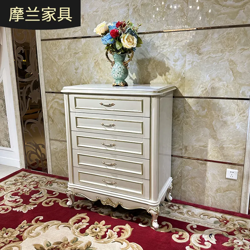 MO LAN European style chest of drawers solid wood carved porch ark light luxury gray drawer type chest of drawers rack