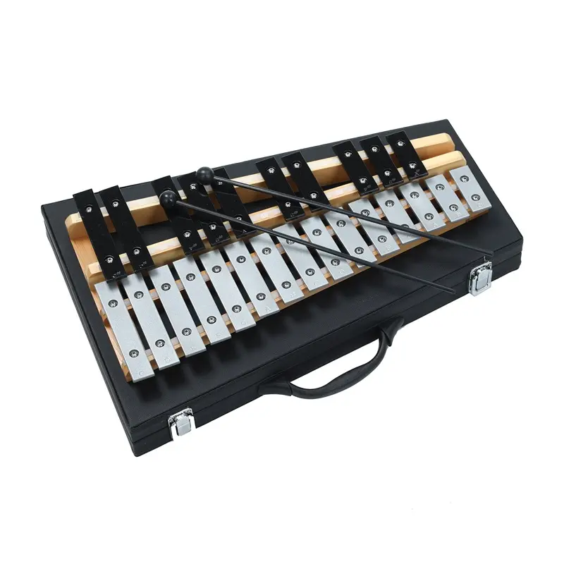 Xylophone Ali baba production 25-Key Silver Metallophone/Glockenspiel, Percussion Musical chinese metallophone