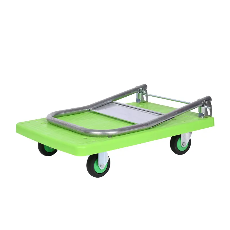 Carrito de mano plegable para camión, carrito de mano de plástico resistente, con ruedas TPR de 3 pulgadas, plataforma fácil de mover, H1, precio al por mayor