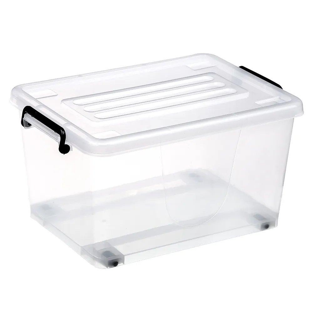 Boîtes de rangement en plastique empilables, multi-usages, transparentes, vente en gros, 5l-130l, livraison gratuite