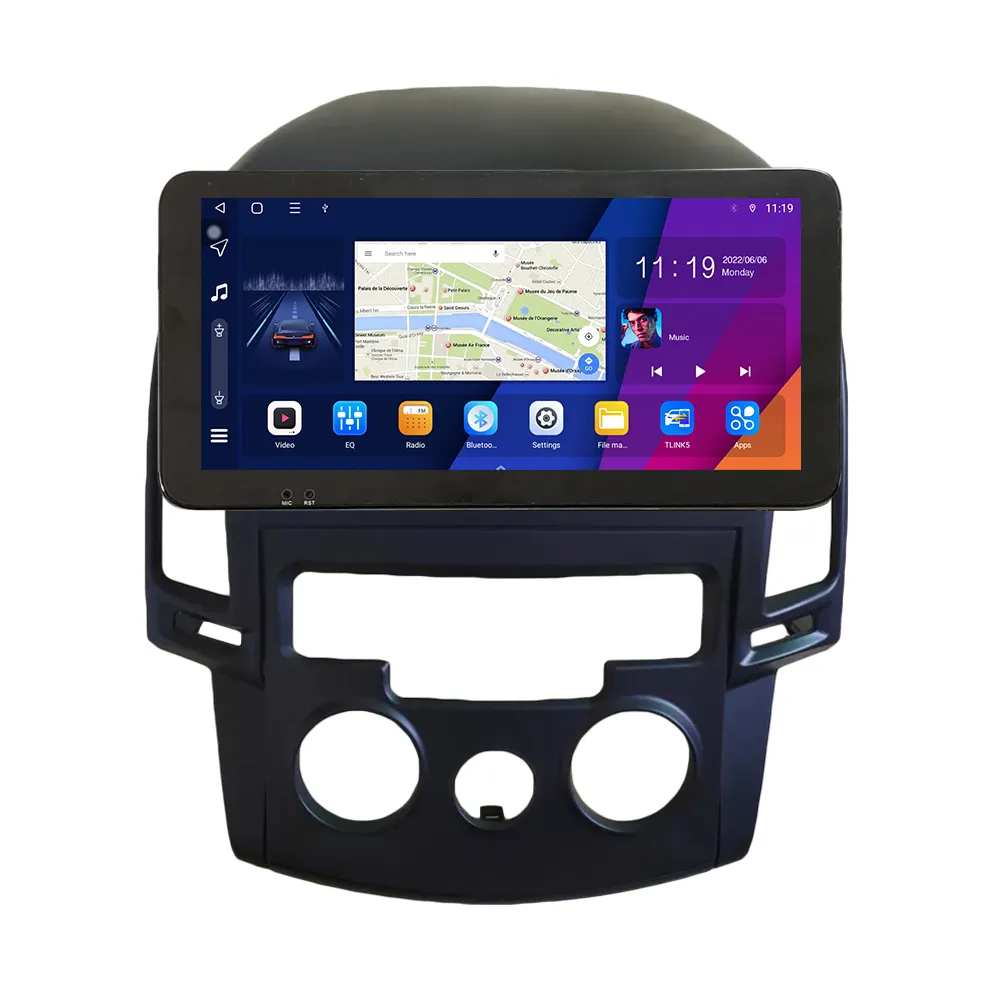 HYUNDAI I30 için 2009 MT 10.33 inç QLED ekran ana ünite cihazı çift 2 Din araba Stereo GPS navigasyon Android araba radyo