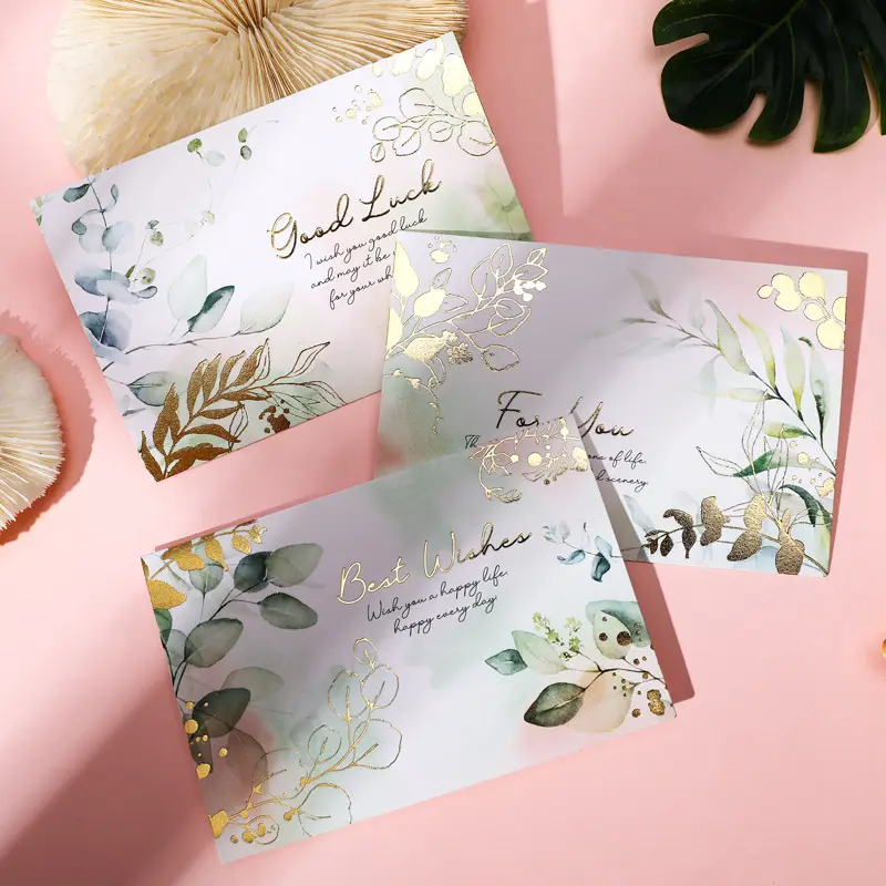 Cartoline d'auguri su ordinazione ecologiche della carta del cartone di stampa del fiore di timbratura calda, grazie che danno la carta