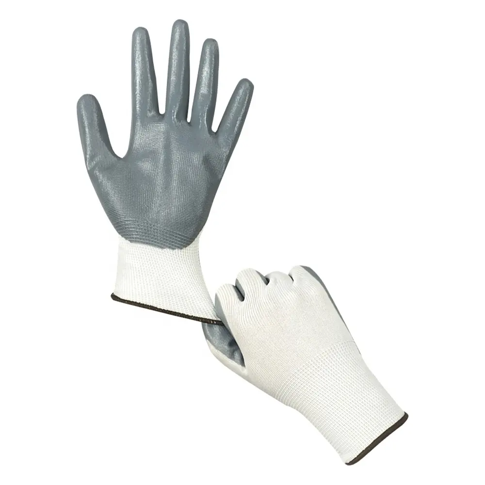 China Factory Grey Latex Coated Work Strong Construction Gardening Gloves