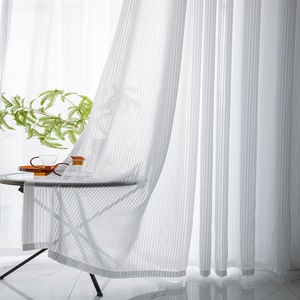 Factory Direct Sale Soft Sheer Voile Fabric Roll, Geometric Stripe Pattern White Tulle Curtain Fabric for <strong>Living</strong> Room <strong>Window</strong> - Product Image 3