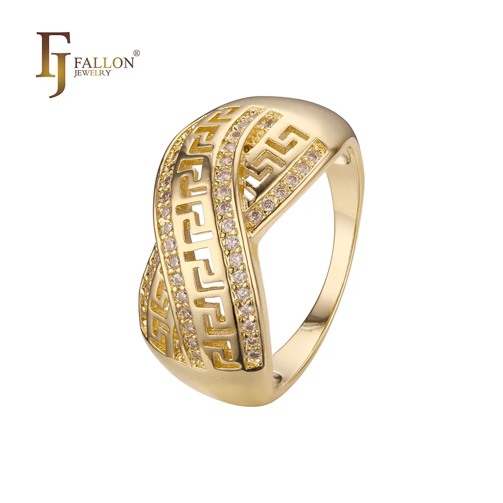 53201079 FJ Fallon Modeschmuck Griechische Schlüssel ringe Überzogen aus 14 Karat Gold Messing