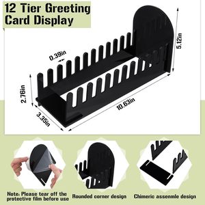 12-Tier Đen Acrylic thiệp chúc mừng hiển thị giá xách tay bưu thiếp đứng bán lẻ truy cập bàn Tabletop Organizer Sticker hiển thị - Product Image 2