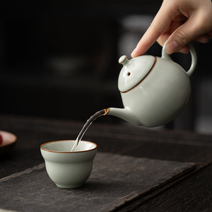 Azure Ru Ware seramik demlik tek Xi Shi Pot ev Gracked sır desteklenebilir tek çay su ısıtıcısı porselen Kung Fu çay seti - Product Image 1