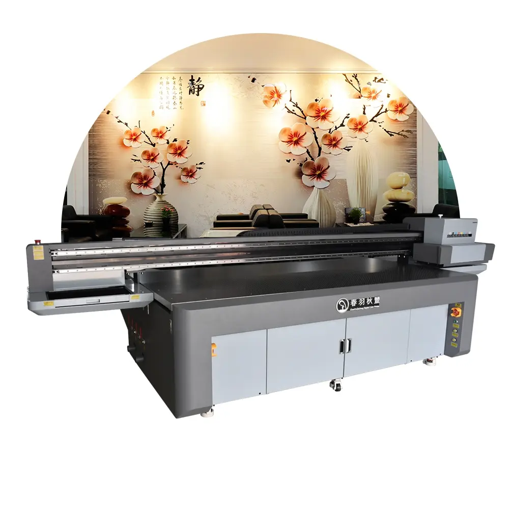Grande formato Industrial 3D impressora plana UV CF2513 wallpaper/mural impressora a cores cilindro impressora