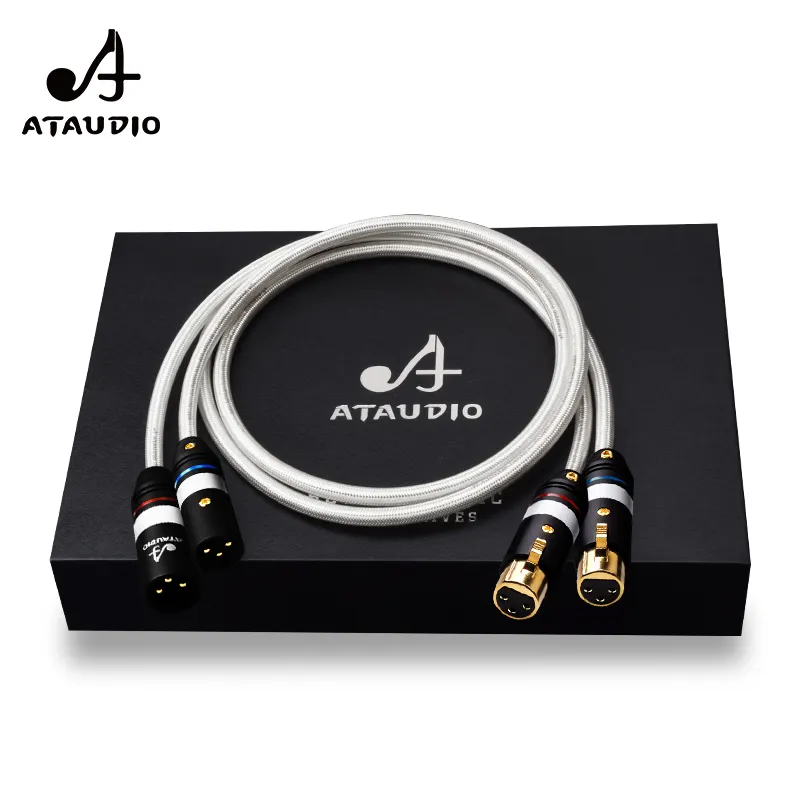 Conector de Audio de alta gama, Cable de micrófono de alta calidad, equilibrado, chapado en plata, OCC Xlr a Xlr ATAUDIO