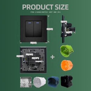 Avrupa pazarı çin dekoratif stil duvar prizi alüminyum Panel 2 Gang 1 yollu 2 yollu elektrik ışık anahtarı LED ile - Product Image 6