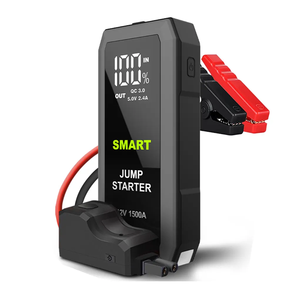 16800mah banco de potência de partida de carro alimentado por lítio 1500A 18W saída USB dupla inteligente jumpstarter portátil