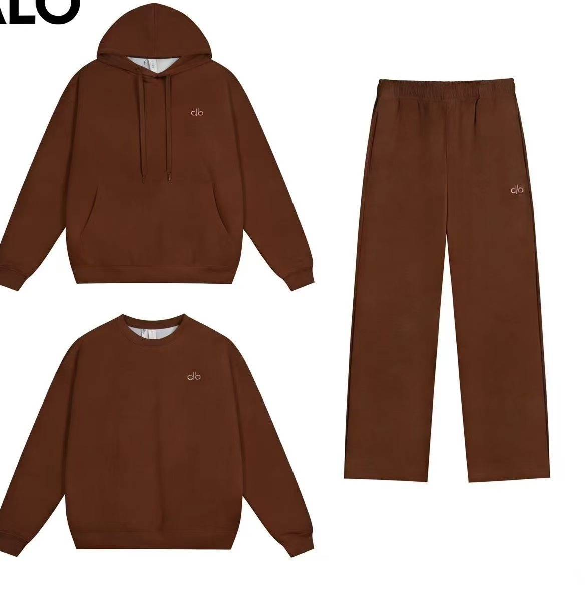 Pantalon droit col rond marron