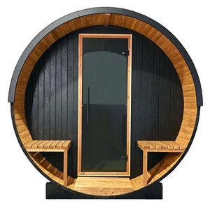 Sang Trọng 4 Người Canada Gỗ Tuyết Tùng Đỏ Thùng Tắm Hơi Với Bếp Và Cửa Kính Cho Vườn - Product Image 2