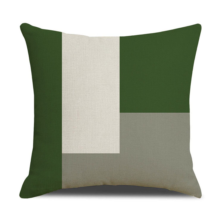 Luxury Style Green Linen Sofa Pillowcase Dark Green Geometric Pattern Pillowcase Bedside Decoration Cushion Cover