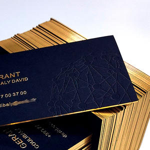 Kartu Nama Bisnis Hitam Bertepi Emas Tekstur Embos Mewah Kertas Karton Kustom MOQ Rendah Berkualitas Tinggi 600gsm Laris Manis - Product Image 4