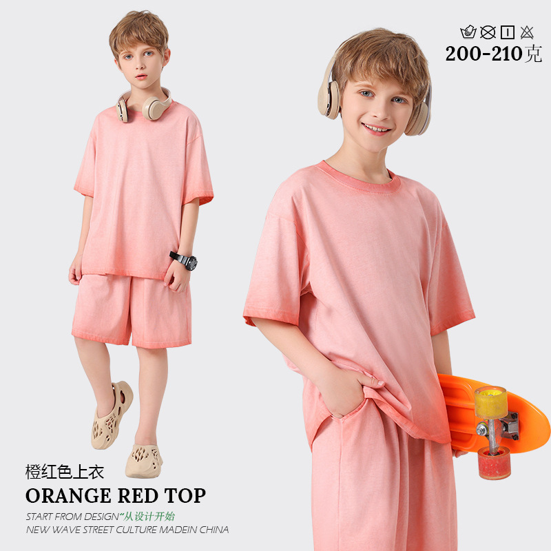 T-shirt arancione a blocchi di colore