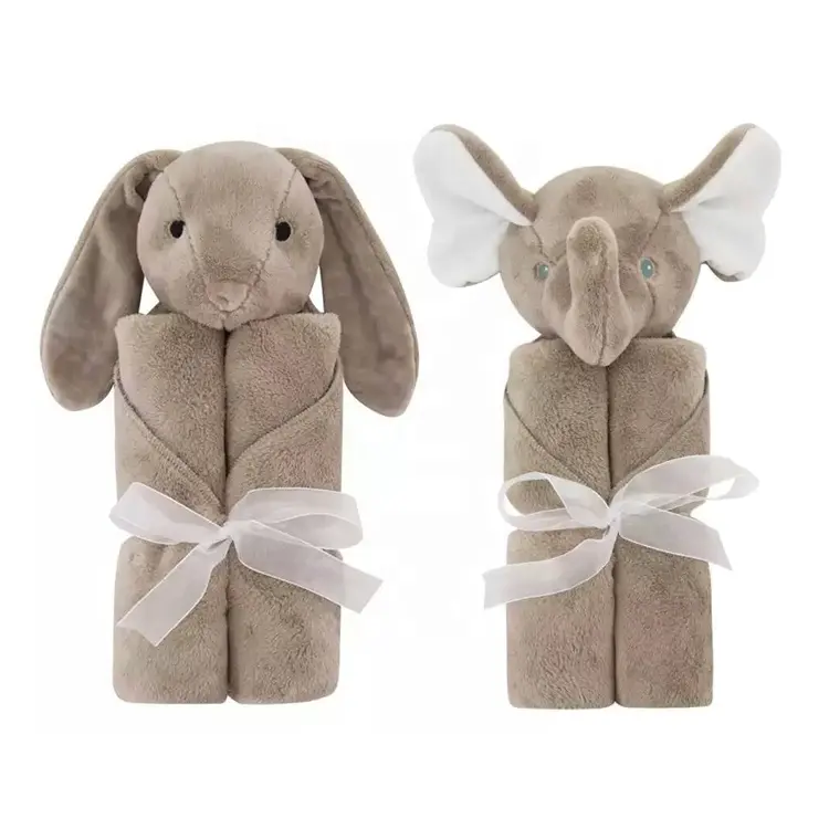 Conjunto de toalla con capucha para bebé recién nacido, animales de peluche, elefante, conejo, gris, 100% algodón, dibujos animados de Bambú