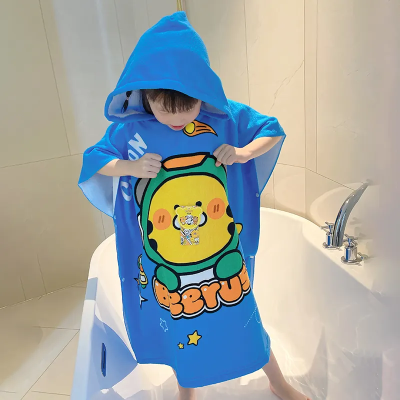 Cartone animato per bambini bagno con cappuccio spesso allungato mantello telo mare piscina bagno doccia accappatoio per bambini con cappuccio bagno estivo