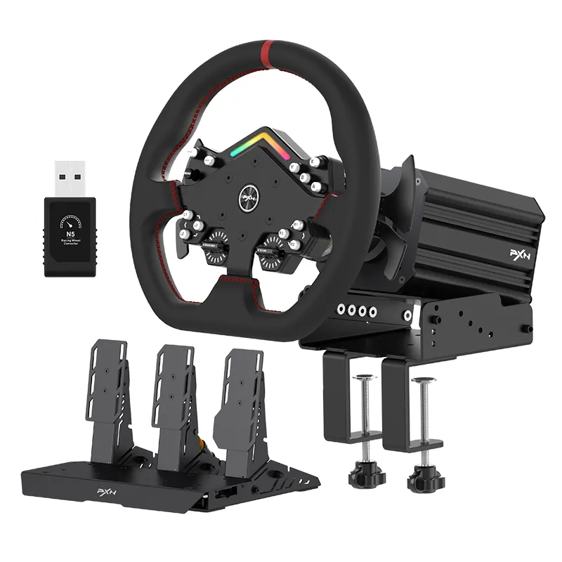 PXN V12 Lite Rueda de juegos de carreras de coches de 1600 grados con pedales y palanca de cambios para Xbox, PS4, PC