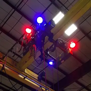 Mavi ve kırmızı renk yuvarlak gezer vinç uyarı ışığı 140W 85-305V vinç uyarı emniyet lambası LED çalışma ışığı