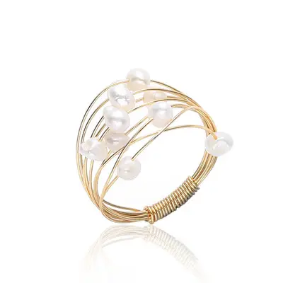 Natural Freshwater Pearl Rings Original 14K Gold Pearl Rings for Women Jewelry Designers