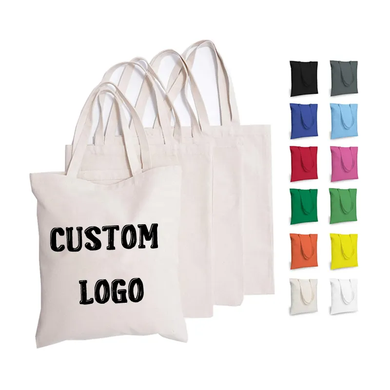 Bolsos de hombro de algodón con estampado al por mayor, bolsos de mano de lona en blanco, bolso de compras portátil de lona de algodón con logotipo personalizado