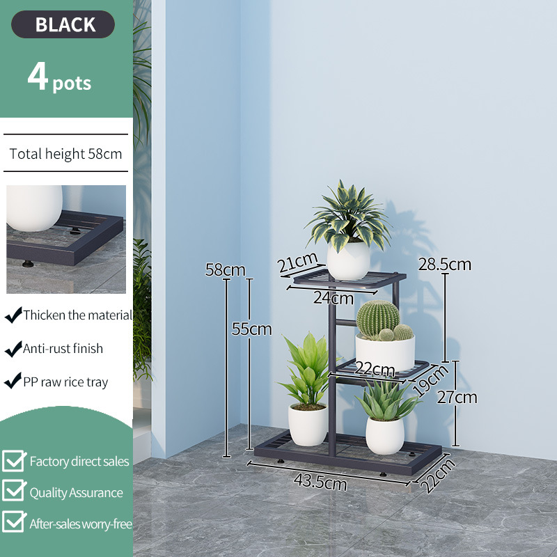 Four black pots