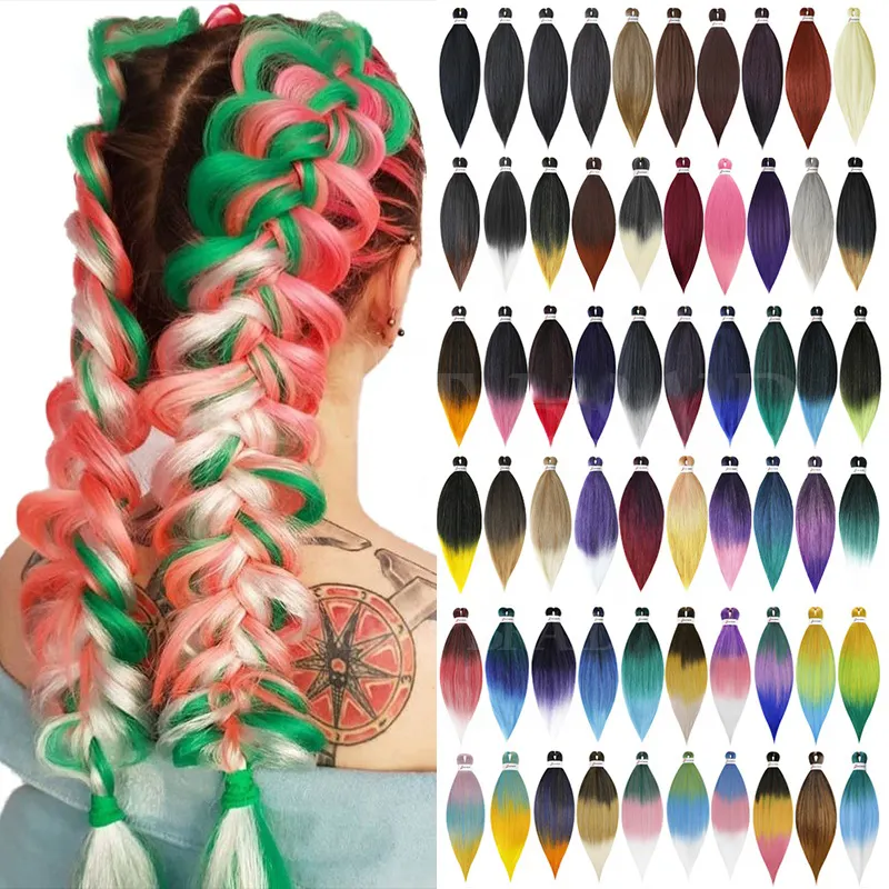 Hot Water Yaki Hair Set Pre-Stretched Large Packs Yaki Braid Synthetic Hair Easy Braid Extension Colored for African Hair Braids