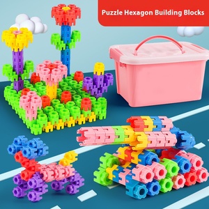 Bloques de construcción de plástico personalizados, conjunto educativo DIY de bloques de construcción de forma hexagonal - Product Image 2