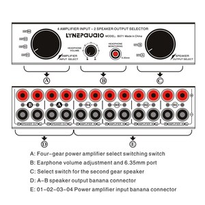 LYNEPaUalO Amplifier Speaker Selector Switch <strong>Switcher</strong> <strong>4</strong> <strong>Input</strong> 2 <strong>Output</strong> or 2 in <strong>4</strong> Out Power 300W Per Channel