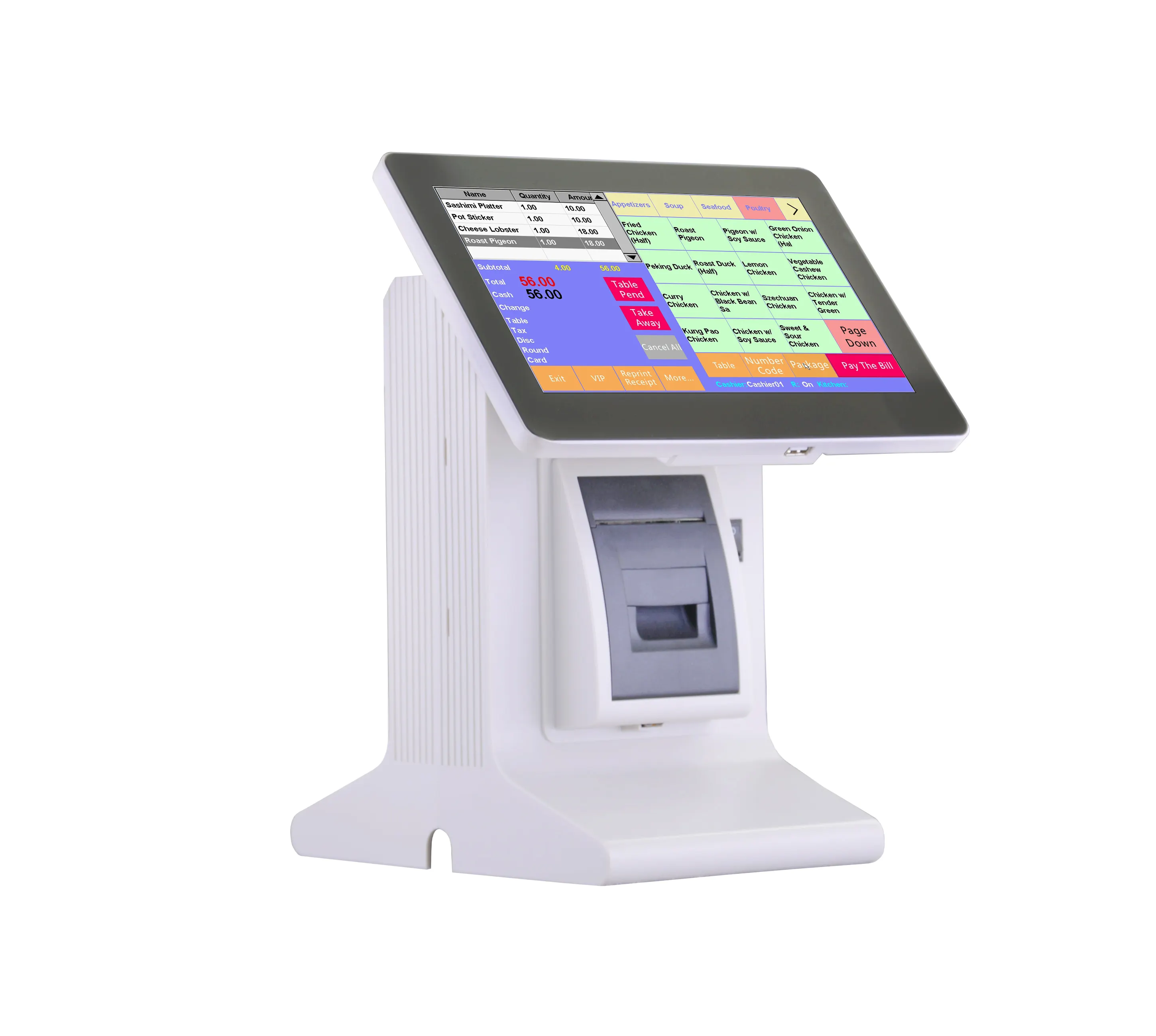 E86D günstige Kassenmaschine einfach zu bedienende All-in-One-Touchscreen-Kassenmaschine mit eingebautem Drucker und englischer Software