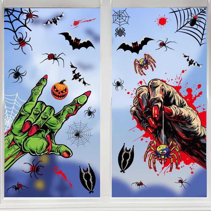 2407 boqing Halloween Adesivo Sangue Handprint Aranha Bat janela Festa Decoração pingando Fantasma mão adesivo