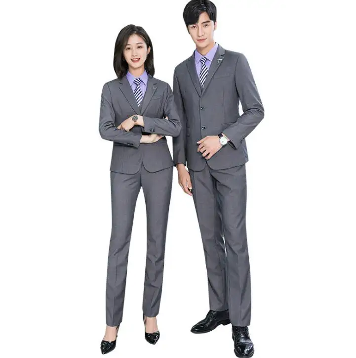 Ropa formal profesional para hombre y mujer, traje negro de negocios, conjunto de 2 piezas, trajes de boda