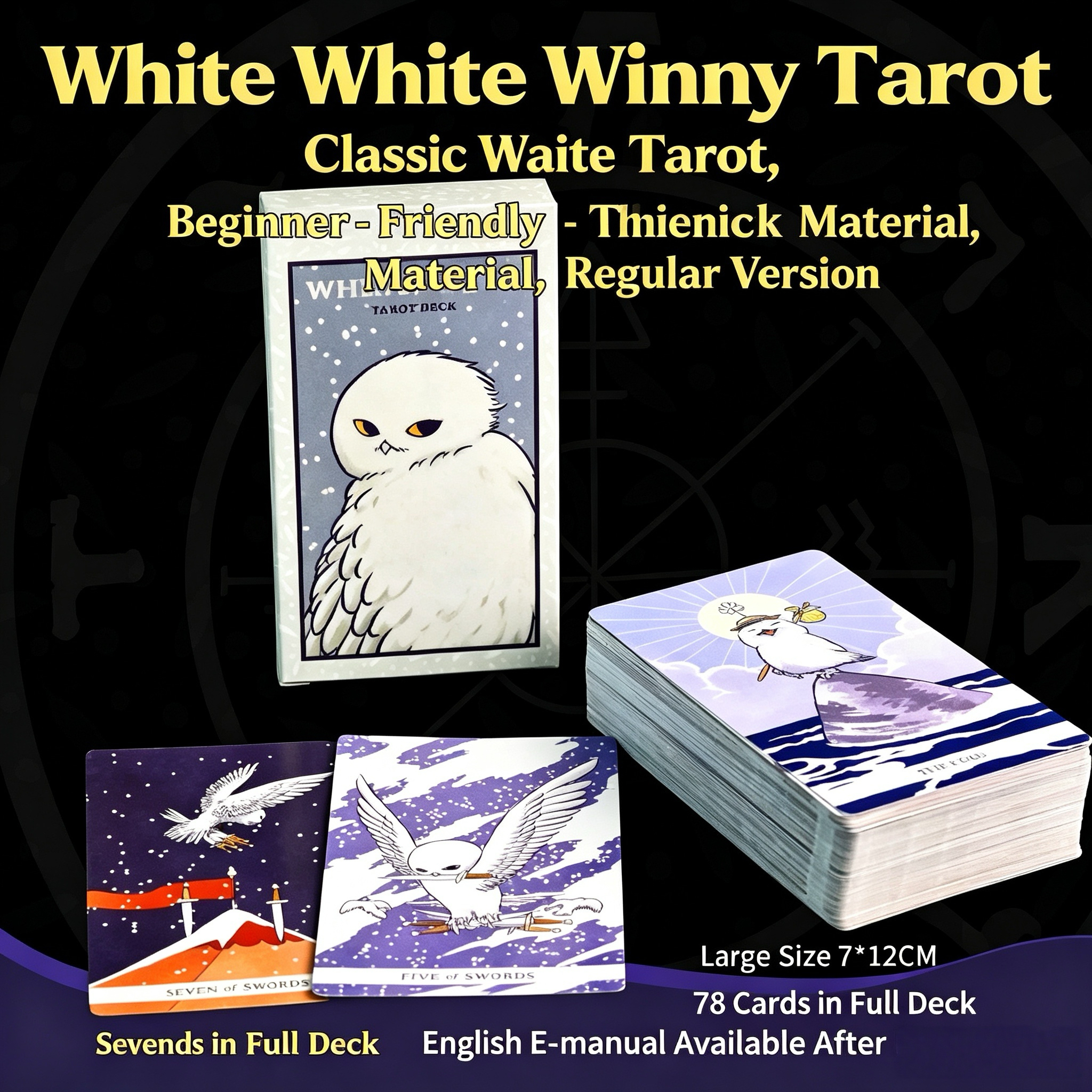 Tarot del Búho Blanco con borde blanco.