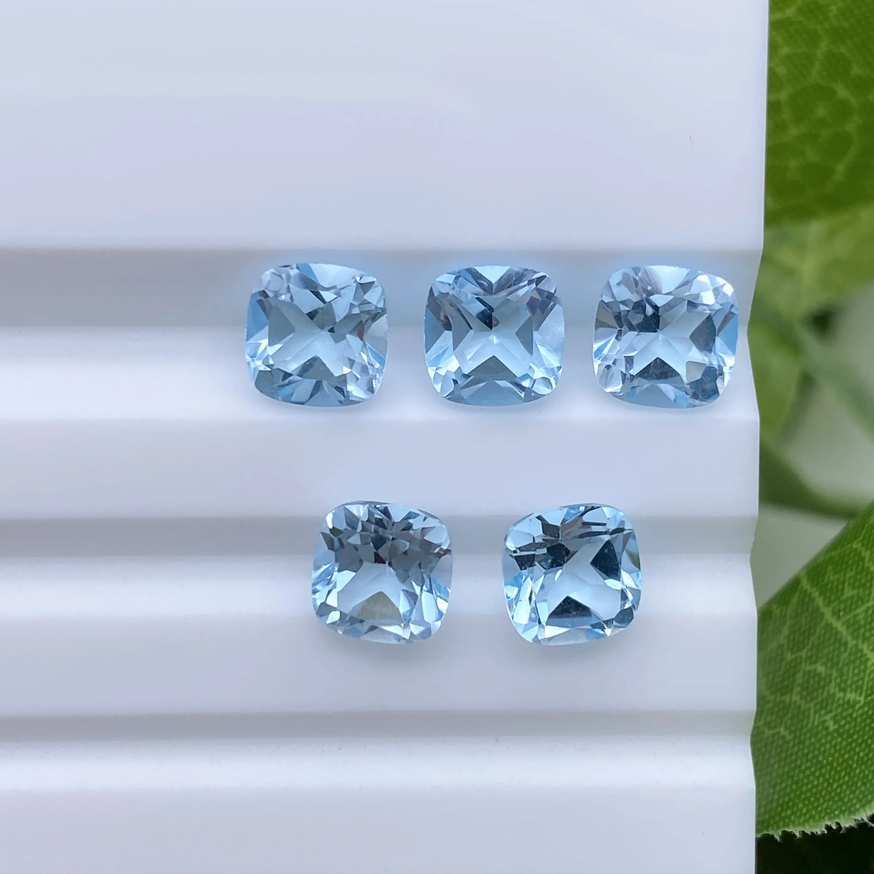 Forma de cojín de 4,0mm ~ 10,0mm, Gema suelta de alta calidad, corte facetado, Blueish, sitio web para comprar joyería, Topacio azul cielo Natural