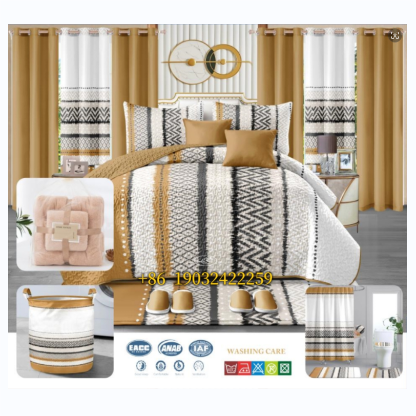 Draps 24 Pieces Bedding Set with Curtains Comforter Sets 24 Pieces Disponibles Ensemble De Drap