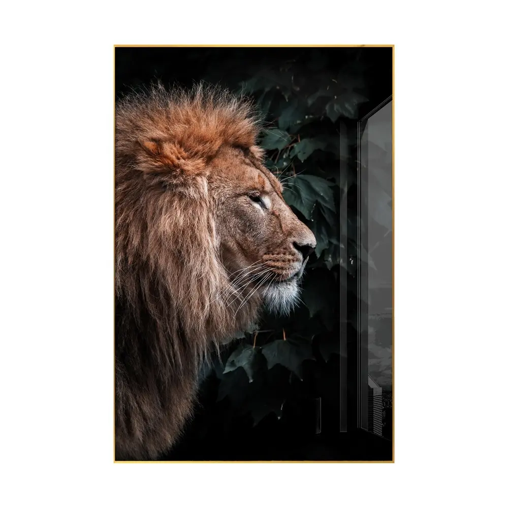 Lion Black and Golden Animal Canvas Paintings on The Wall Art Prints Picture for Living Room Interior Home Decor