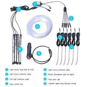 Araba aksesuarları DIY iç dekoratif 12V RGB LED fiber araba led şeritler ortam ışığı app süslemeleri atmosfer ışığı pano - Product Image 1