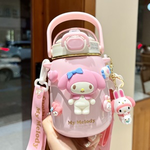 Cinnamoroll 316 Stainless Thermos <strong>Cup</strong> Comes with <strong>Adjustable</strong> Straps Large Capacity Melody Children Thermos <strong>Cup</strong>